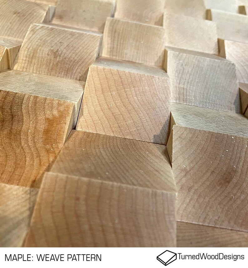 Maple Geometric Hardwood Wall Art: 3D Wood Panel (2' X 6') - Etsy
