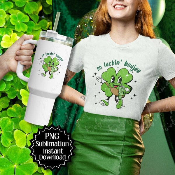 So Luckin Boujee Shamrock St Pattys Day Stanley Tumbler Inspired Belt Bag PNG Sublimation Design Download DTF, trendy green day,pinch me