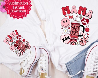Mama Mini Valentines png, Retro Mama and Mini Valentine's Day, Valentine’s Day Sublimation, Digital Design Download, Valentines shirt design