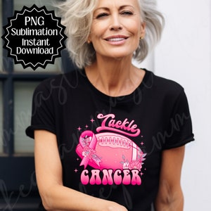 Breast Cancer PNG, Breast Cancer Ribbon PNG, Tackle Cancer, Gift For Her, Sublimation, Digital Design, Breast Cancer Awareness, Pink Ribbon