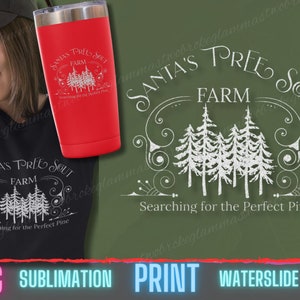 Santa&#39;s Tree Scout Farm PNG, Best sublimation downloads, Christmas tree DTF, Christmas tree farm digital background, vintage boy scout