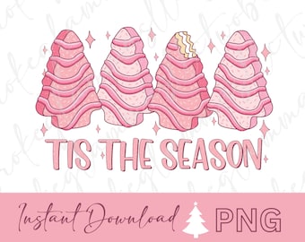 Tis The Season Christmas cake png, Best Sublimation Transfer, digital download, printable, clip art, PINK Christmas PNG, PINK Santa, Unique
