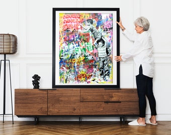 DEATH NYC Hand Signed Street Art Print Framed Large 16x20 in