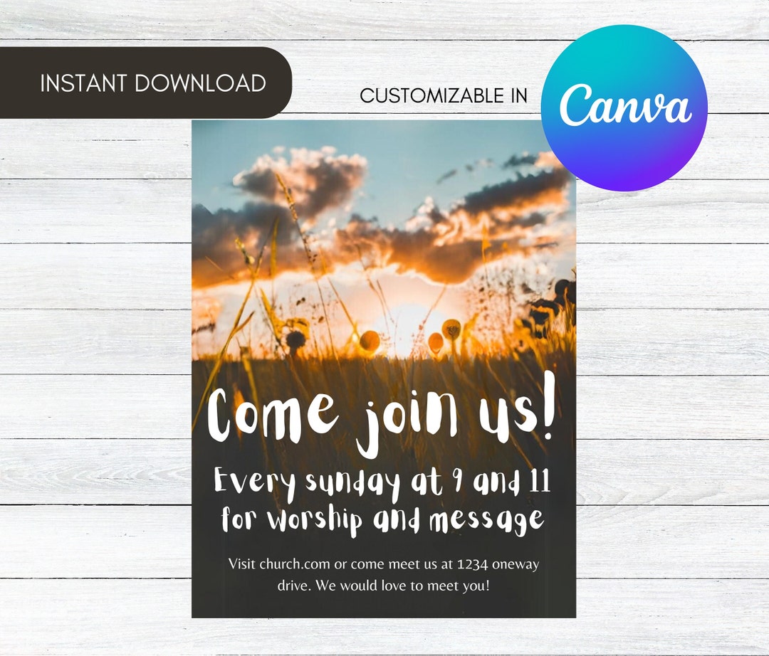 Church Invitation Flyer Template, Church Service Flyer Invite ...