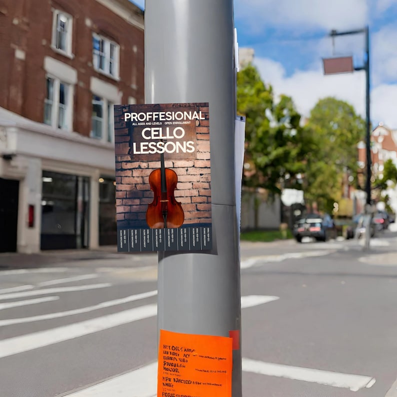 Cello Lessons Posters Cello Lesson Flyer Template, Tear-off Tabs, Editable Cellist Lesson ...