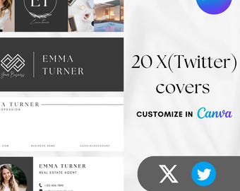 Customizable X Twitter Header Template, Business Branding (Canva, Instant Download)