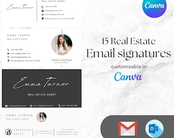 Modern Real Estate Email Signature Template, Customizable Canva Design (Instant Download)