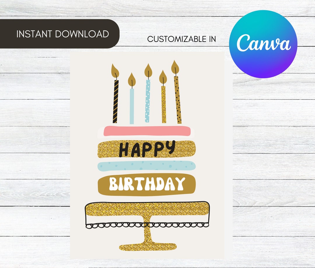 Birthday Card Template Editable Custom Printable Card - Etsy