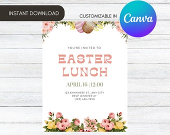 Easter Lunch & Brunch Flyer Template, Church Flyer Invitation, Invite, Community Event, Easter Celebration, Instant Download, Printable