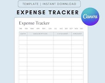 Modello minimalista per il monitoraggio delle spese, registro del budget per Canva, pianificatore finanziario (download digitale)