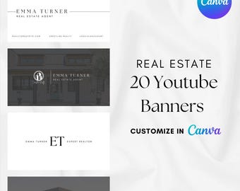 Real Estate YouTube Banner Template, Customizable Cover Design (Canva, Instant Download)