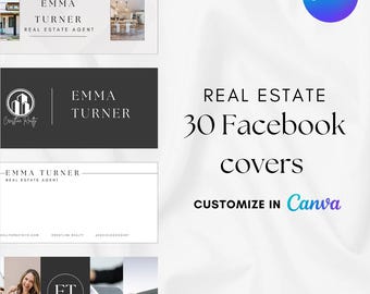 Modello di copertina Facebook per agenzie immobiliari, con branding personalizzato (Canva, download immediato)