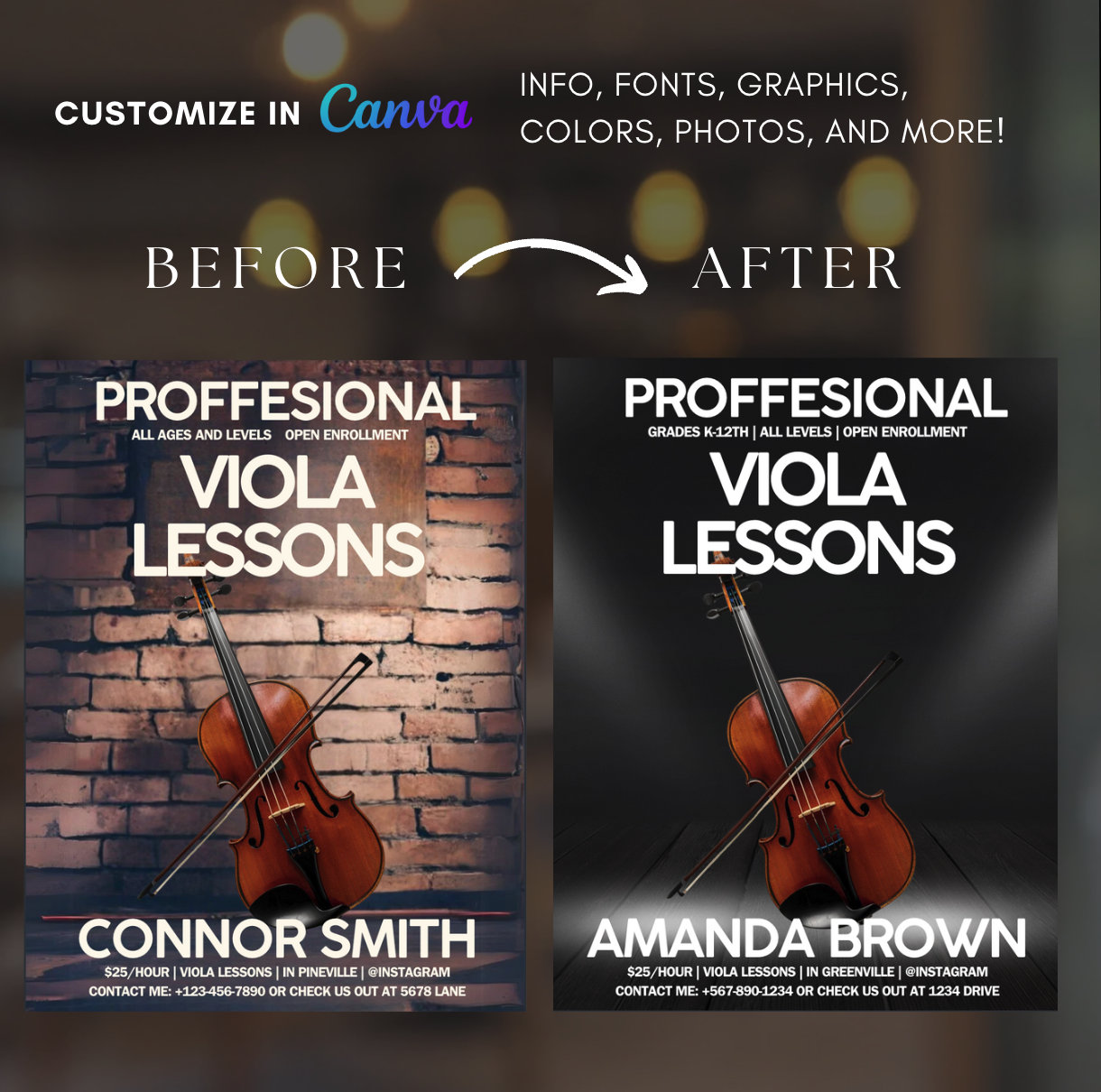 Lesson Flyer Viola Viola Lesson Flyer Template, Editable Lesson Offer, Teaching Viola ...
