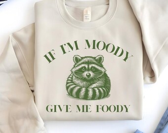 If I'm Moody Give Me Foody | funny raccoon sweater | boho graphic tee | gag gift for her | feral shirt | funny gift |