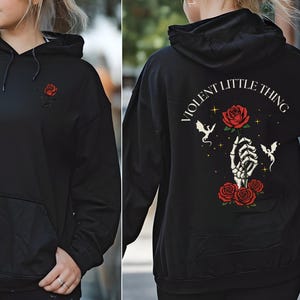 Violent Little Thing Hoodie, Fantasy Dragon Shirt, Smut Reader Gift, Dark Romance Hoodie, Bookish Merch dla miłośników książek romansowych