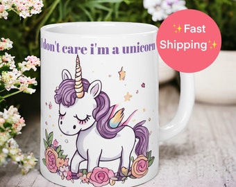 Tasse à café drôle | Cadeau drôle | Cadeau pour elle | tasse sarcastique | Je m’en fiche tasse | tasse de licorne | amoureux de la licorne