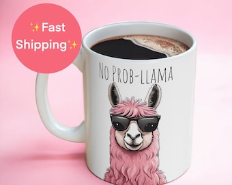 Tasses à café drôles | Cadeaux de lama | Pas de problème - Tasse Lama | Tasse drôle de lama | Cadeau de bureau | Pas de problème | Cadeau meilleur ami