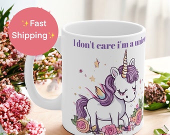 Lustige Kaffeetasse | Lustiges Geschenk | Geschenk für sie | sarkastische Tasse | Es ist mir egal Tasse | Einhornbecher | Einhornliebhaber