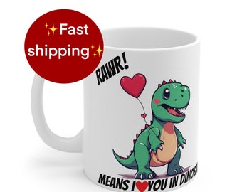 Tasse à café drôle | tasse de la Saint-Valentin | dinosaure Saint-Valentin | tasse d’amour de dinosaure | tasse de dinosaure | cadeau de la Saint-Valentin | Cadeau Saint-Valentin