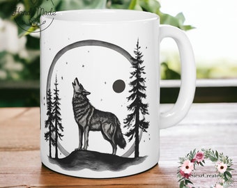 Tasse à café loup | Cadeaux loups | Tasse personnalisée | Modèle de tasse 11Oz et 15Oz | Cadeau pour lui | Cadeau pour elle | Cadeau de loup