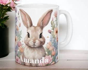 Tazza a forma di coniglio | Idee regalo per Pasqua | Tazza con manico rosa | Tazza regalo personalizzata | Tazza a forma di coniglio | Tazza di Pasqua per bambini |
