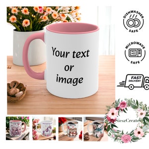 Gepersonaliseerde fotomok Onderzetter Tekst Foto Afbeelding Gepersonaliseerde Aangepaste Gift Cadeaus voor haar en hem Geschenk mok afbeelding 3