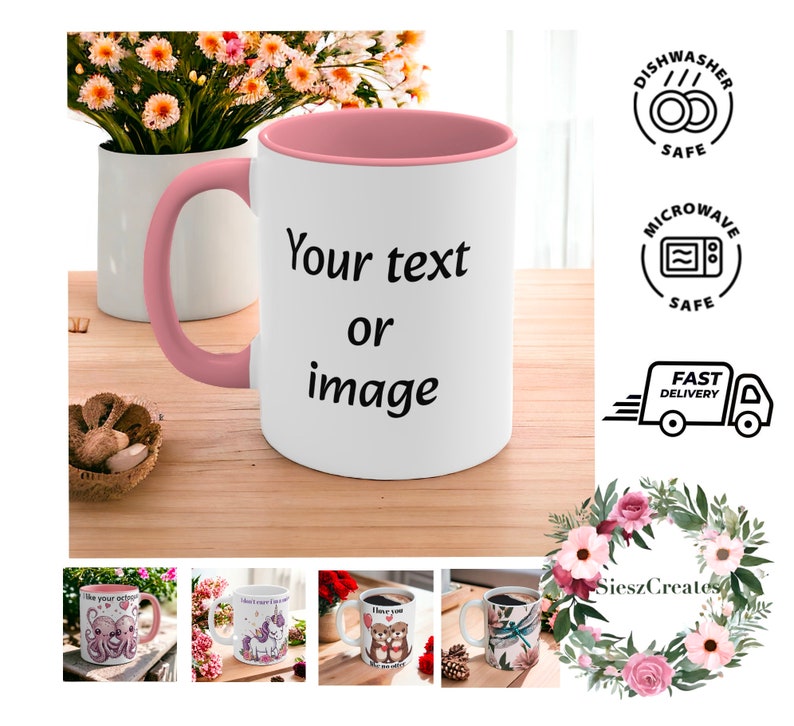 Personalized Photo Mug Coaster Text Photo Image Personalized Custom Gift Gifts for her and him Gift mug image 3