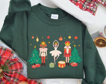 Nutcracker Christmas Sweatshirt | Festive Winter Sweater with Christmas Decorations | Unique Christmas Gift | Warm Sweater with Nutcracker Design |