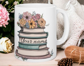 Tasse d’amateur de livres | Bookish Coffee Mug Book Cover Nom personnalisé Tasse | Club de lecture | Cadeau d’amateur de livres | Tasse de livre personnalisée |