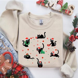 Lustiges Katzen-Weihnachts-Sweatshirt | Süßer Weihnachtspullover mit Katzen-Design | Perfektes Geschenk für Katzenliebhaber | Weich und bequem Bild 18