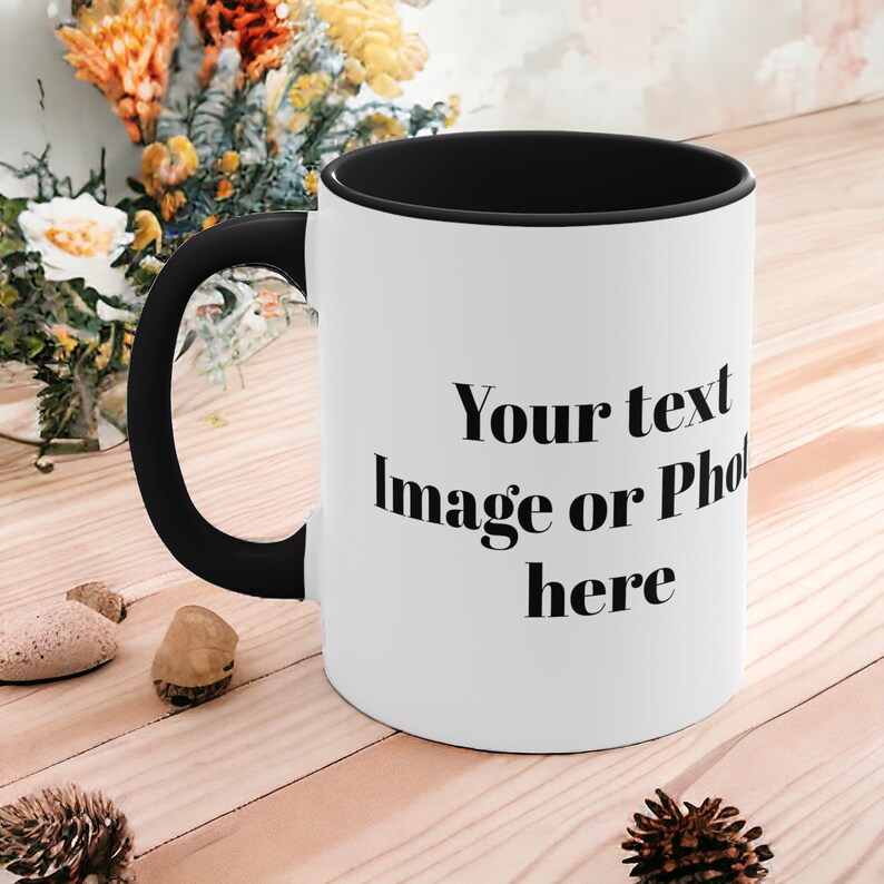 Personalized Photo Mug Coaster Text Photo Image Personalized Custom Gift Gifts for her and him Gift mug Black