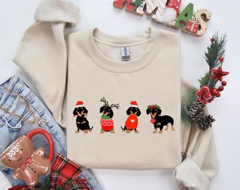 Weihnachts-Dackel-Sweatshirt | Einzigartiger lustiger Weihnachtspullover mit Hund | Geschenk für Tierfreunde | Winter-Dackelpullover für die Feiertage
