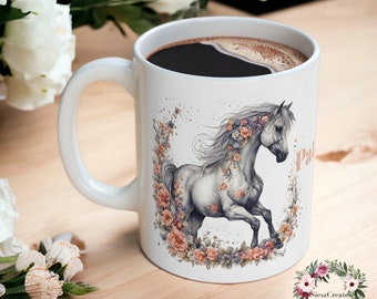 Cadeau d’amant de poney | Tasse de cheval personnalisée | Tasse de cheval et de cavalier | Cadeau équestre parfait | Nom personnalisé | Chevaux |