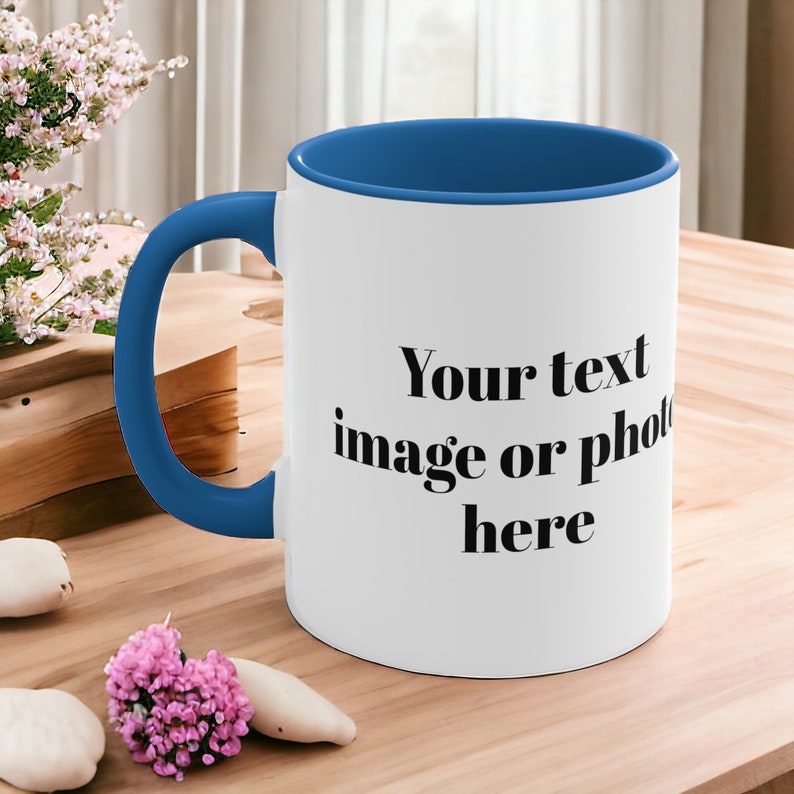 Personalized Photo Mug Coaster Text Photo Image Personalized Custom Gift Gifts for her and him Gift mug Lichtblauw