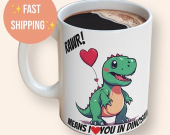 Tasse à café drôle | tasse de la Saint-Valentin | dinosaure Saint-Valentin | tasse d’amour de dinosaure | tasse de dinosaure | cadeau de la Saint-Valentin | Cadeau Saint-Valentin