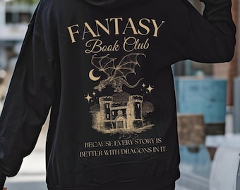 Fantasy Book Club-tröja Draktröja för fantasyboksälskare Fantasyläsare Stor hoodie för läsare Bokälskare-tröja