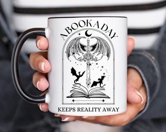 Cozy Reading Mug: Book Lover Fantasy Mug for Book Club, Dragon Bookish Mug, Booktok Things, Book Merch, Bookish Aesthetic, Book Lover Gift