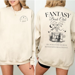 Maglietta Fantasy Book Club Felpa con cappuccio drago per amanti dei libri fantasy Lettori fantasy Felpa con cappuccio oversize per lettori Felpa da lettore