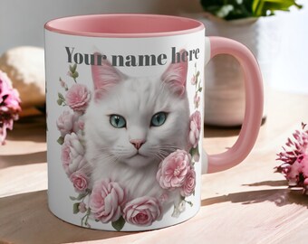 Tasse de chat personnalisée | Cadeau pour les amoureux des chats | Tasse à café personnalisée | Amoureux des chats | Cadeau pour elle | Tasse chat