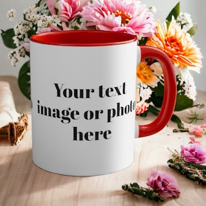Personalized Photo Mug Coaster Text Photo Image Personalized Custom Gift Gifts for her and him Gift mug Red