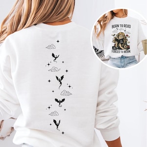 Bluza Born To Read, Książkowy prezent dla moli książkowych i miłośników fantasy, Koszulka Dragon Book Merch, Koszulka BookTok, Ubrania dla miłośników książek, Bluza z kapturem TBR