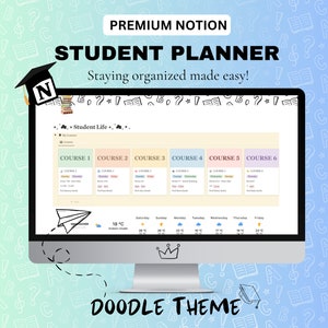 Notion Template Student Planner  | Notion Academic Planner, School Planner Notion | Student Planner Notion | Notion School Template