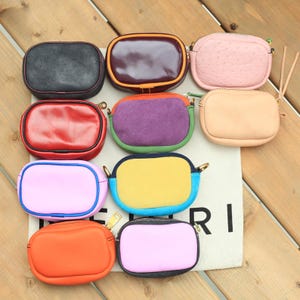 Handgefertigte Leder Geldbörse, Geldbeutel, Geldbörse, kreisförmige Brieftasche, kleines Leder Geschenk für Sie, Freundin, Mutter