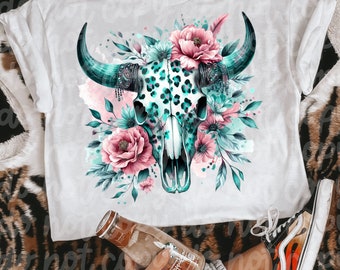 Leopard Print Bullskull  PNG
