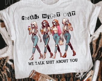 Ghouls Night Out PNG - Sublimation de gangs de filles squelettes (téléchargement numérique)