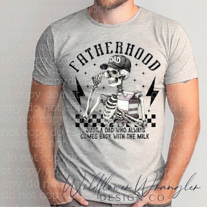 Fatherhood PNG | Skeleton Dad with Milk | Just a Dad Who Always Comes Back with the Milk | Funny Father’s Day Digital Design | Clipart