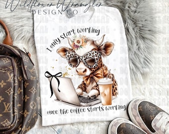 Leopard Print Highland Cow Coffee PNG (Digital Download)
