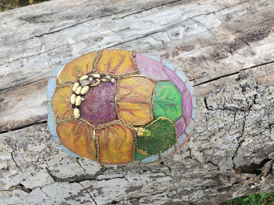 Painted Turtle Shell Sunflower Art ethically Sourced - Etsy