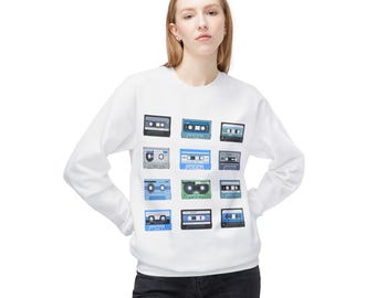Retro Mix Cassette Tape unisex tröja. Musiktryck. 90-talsbarn. 50-årspresent. Mix Tape-special. Fars dag, musikälskare.