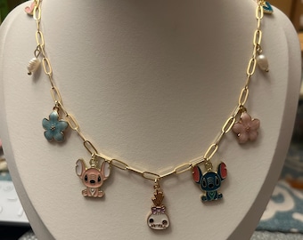 Stitch & Angel Charm Necklace